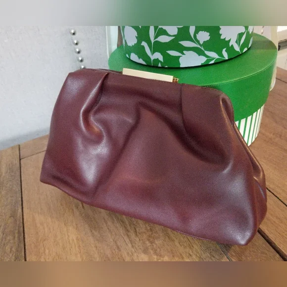 Ann Taylor Soft Frame Clutch Merlot - Picture 7 of 16